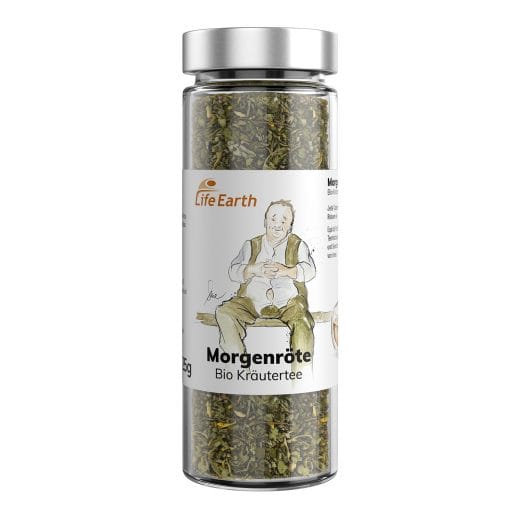Bio Kräutertee Zitrone Morgenröte von Life Earth im Glas