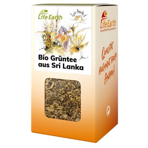 Bio Grüntee aus Sri Lanka von Life Earth in der Schachtel