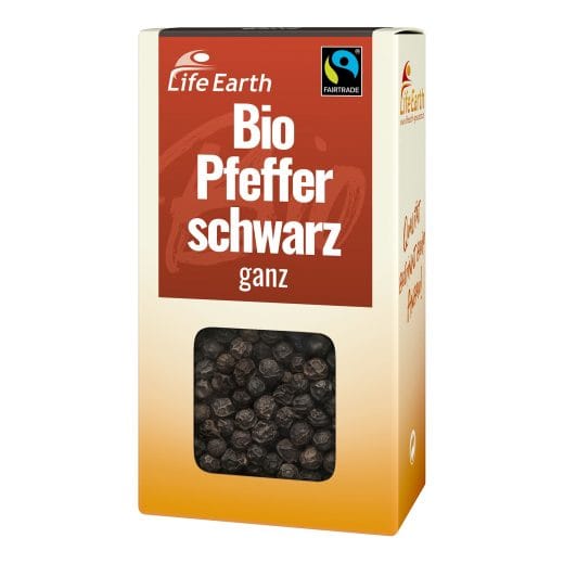 Fairtrade Bio Pfeffer schwarz ganz von Life Earth Verpackung
