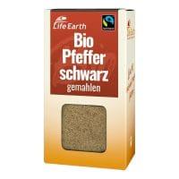 Fairtrade Bio Pfeffer schwarz gemahlen von Life Earth Verpackung