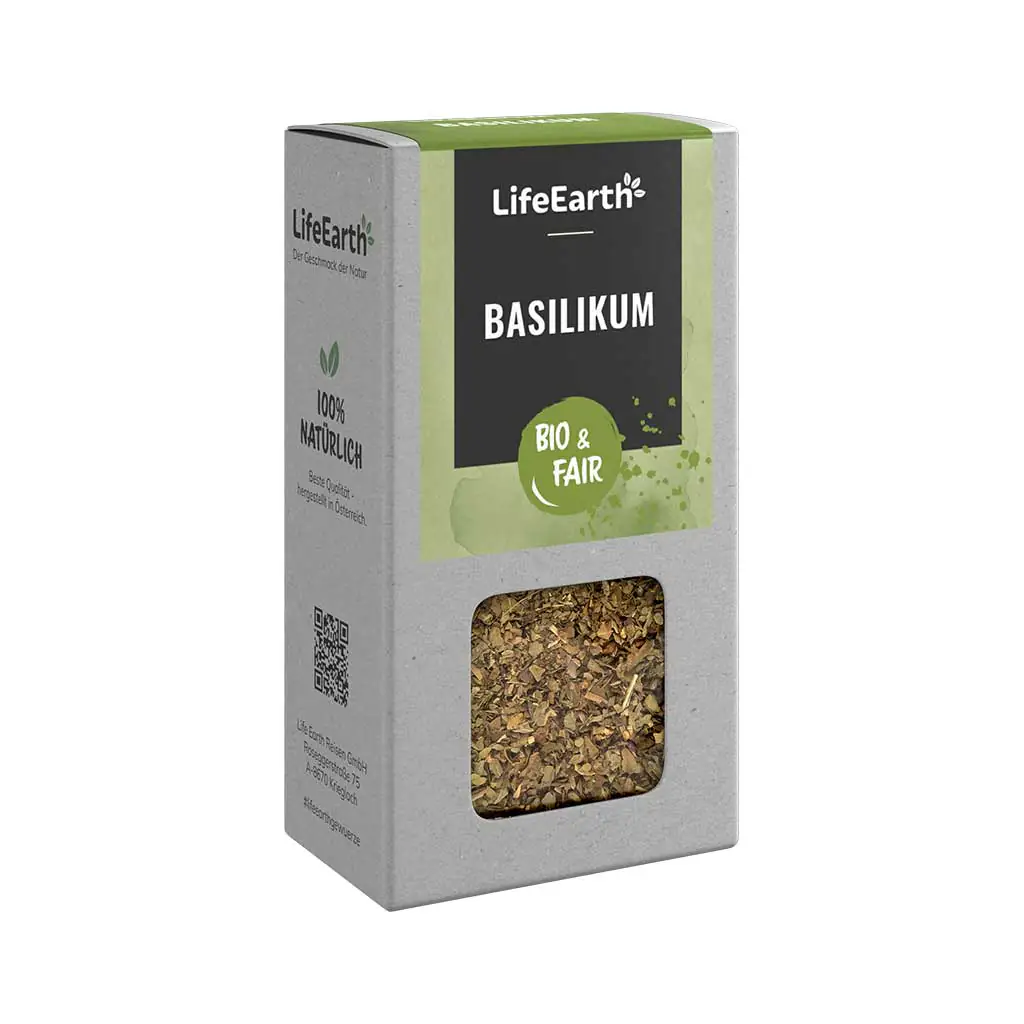 Bio Basilikum getrocknet von Life Earth Verpackung