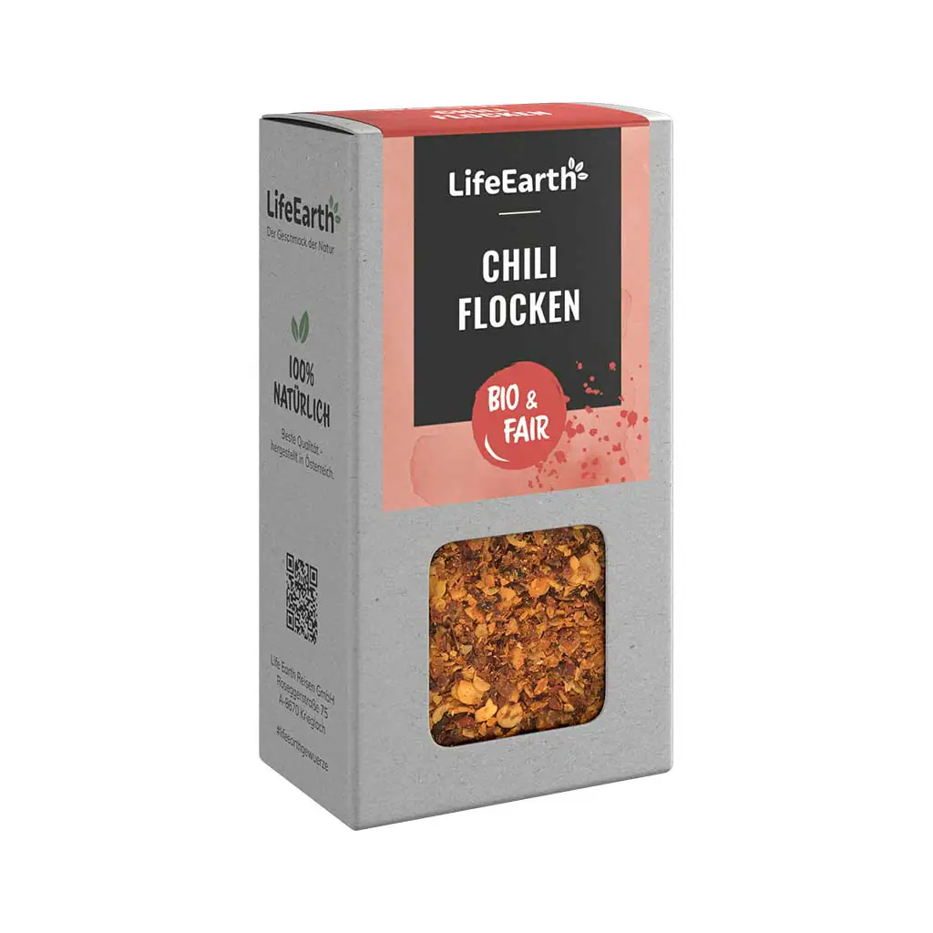 Fairtrade Bio Chiliflocken von Life Earth Verpackung
