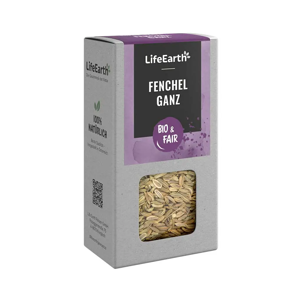 Fairtrade Bio Fenchel ganz von Life Earth Verpackung