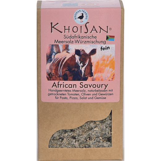 Fairtrade Meersalz Tomaten Oliven "African Savoury" in der Verpackung