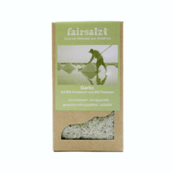 Fairtrade Meersalz Knoblauch "Garlic" von fairsalzt in der Schachtel