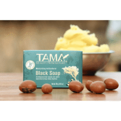 TAMA Sheabutter Schwarze Seife Antibakteriell in Verpackung