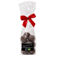 Fairtrade Bio Nougat Pralinen mit weißer und Vollmilchschokolade von Schönenberger aus der Schweiz im Cellophanbeutel