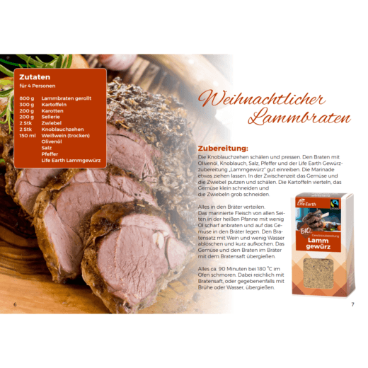 Life Earth Weihnachtsrezepte Download - Heft Seite 3: Rezept für weihnachtlichen Lammbraten