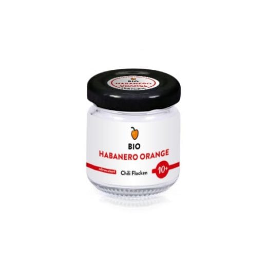 Chiliflocken der Sorte "Habanero Orange" vom URfair Produzenten Biogemüse Hautzinger im Glas