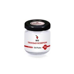 Chiliflocken der Sorte "Trinidad Scorpion" vom URfair Produzenten Biogemüse Hautzinger im Glas
