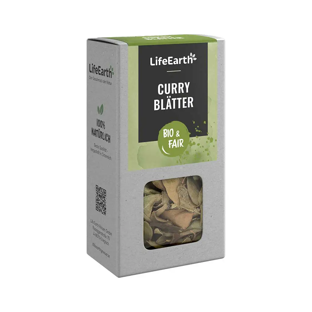 Fairtrade Bio Curryblätter von Life Earth Verpackung
