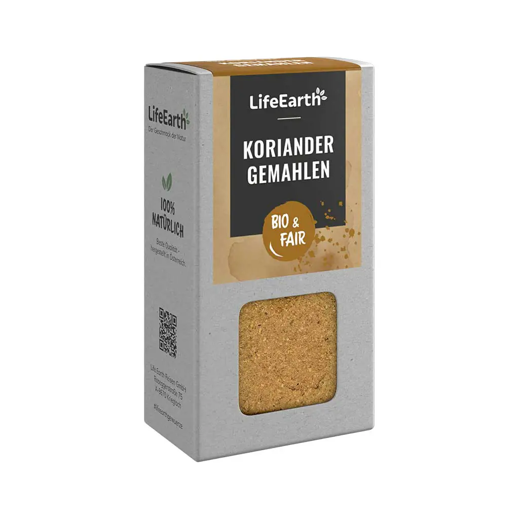 Fairtrade Bio Koriander gemahlen von Life Earth Verpackung